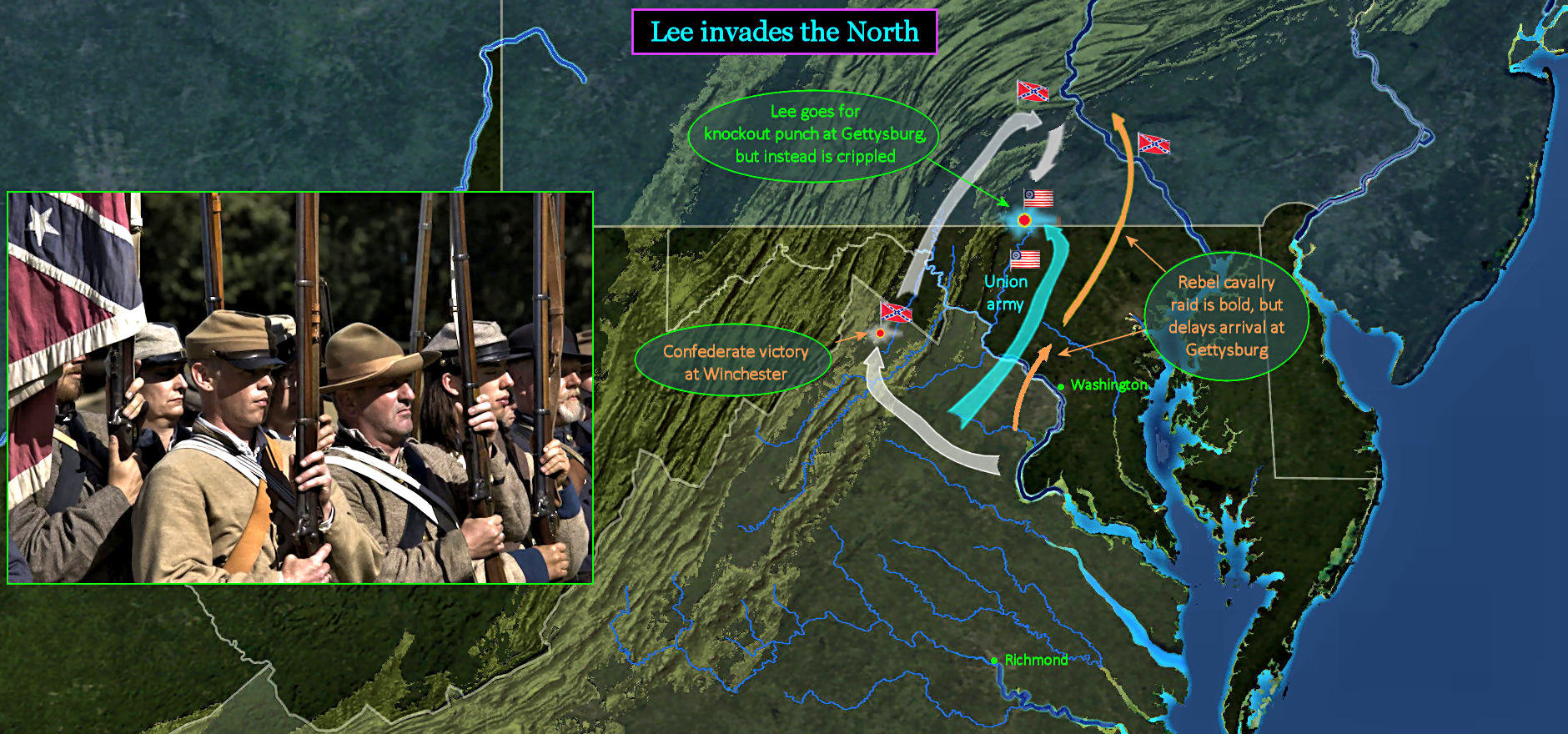 Lee invades the North, 1863 map